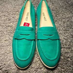 Nine West Suede Penny Loafers – Teal Green – Size 5.5